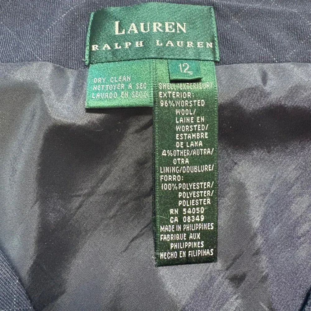 Lauren‎ Ralph Lauren Women's Windowpane Worsted Wool Blazer Skirt Suit Size 12